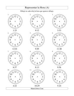 Representar la Hora en un Reloj Analógico en Intervalos de 1 Minuto