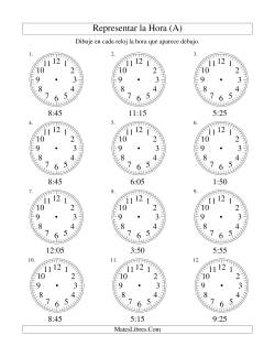 Representar la Hora en un Reloj Analógico en Intervalos de 5 Minutos