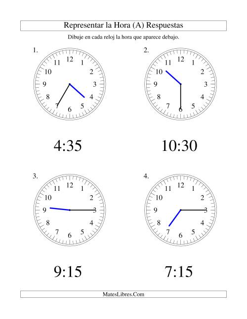 La hoja de ejercicios de Representar la Hora en un Reloj Analógico en Intervalos de 5 Minutos (Grande) Página 2