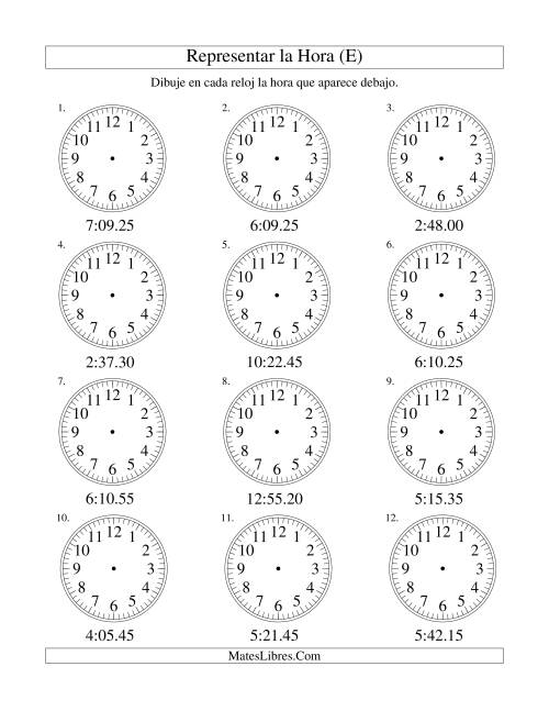 La hoja de ejercicios de Representar la Hora en un Reloj Analógico en Intervalos de 5 Segundos (E)