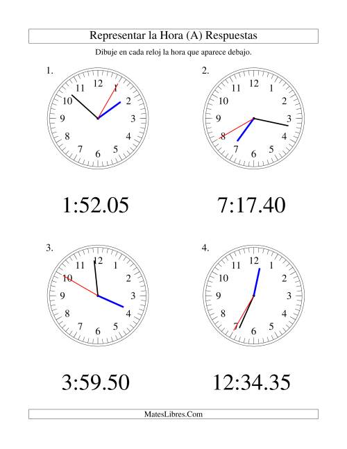 La hoja de ejercicios de Representar la Hora en un Reloj Analógico en Intervalos de 5 Segundos (Grande) Página 2