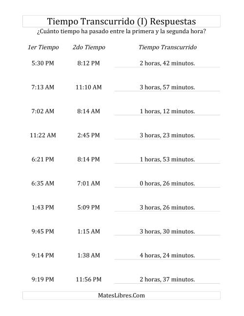 La hoja de ejercicios de Medir Tiempo Transcurrido, Hasta 5 Horas en Intervalos de 1 Minuto (I) Página 2