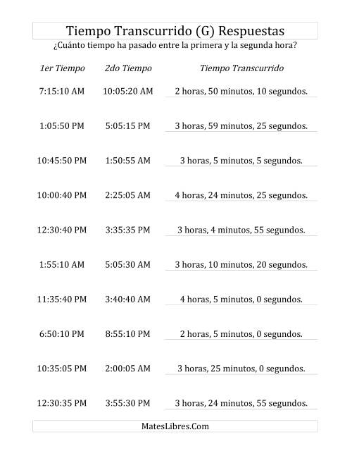 La hoja de ejercicios de Medir Tiempo Transcurrido, Hasta 5 Horas en Intervalos de 5 Minutos y 5 Segundos (G) Página 2