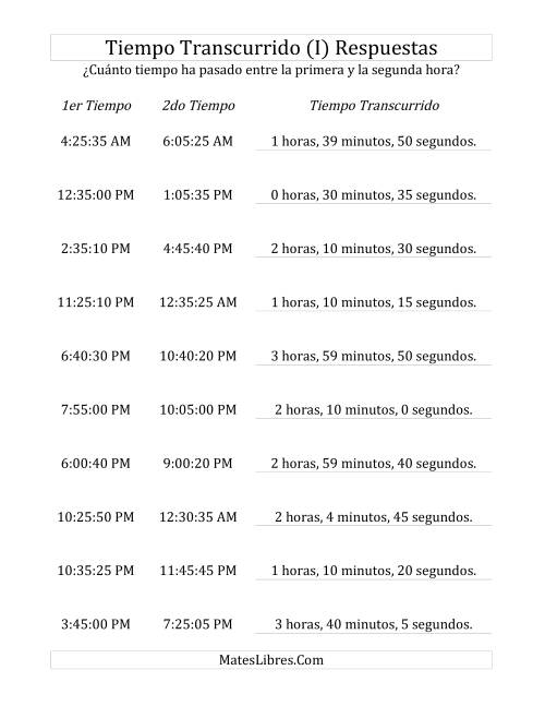 La hoja de ejercicios de Medir Tiempo Transcurrido, Hasta 5 Horas en Intervalos de 5 Minutos y 5 Segundos (I) Página 2