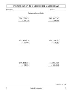 Multiplicar Números de 9 Dígitos por 5 Dígitos Usando Comas como Separadores de Millares