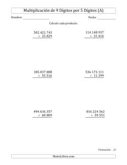 Multiplicar Números de 9 Dígitos por 5 Dígitos Usando Puntos como Separadores de Millares