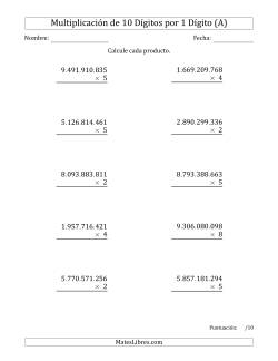 Multiplicar Números de 10 Dígitos por 1 Dígito Usando Puntos como Separadores de Millares