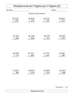 Multiplicar Números de 5 Dígitos por 3 Dígitos Usando Espacios como Separadores de Millares