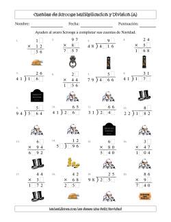 Las cuentas incompletas de Ebenezer Scrooge, Multiplicacion y Division (Versión Difícil)