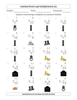 Las cuentas incompletas de Ebenezer Scrooge, Multiplicacion (Versión Fácil)