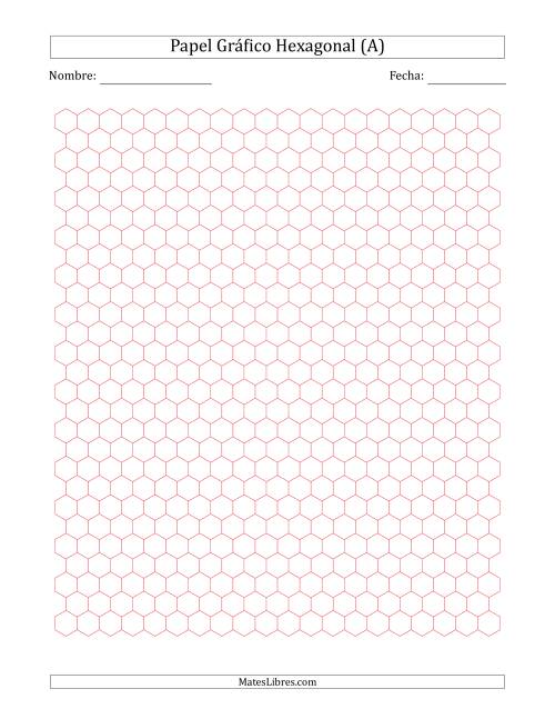 La hoja de ejercicios de Papel Rayado Hexagonal de 0.5 cm (Rojo)