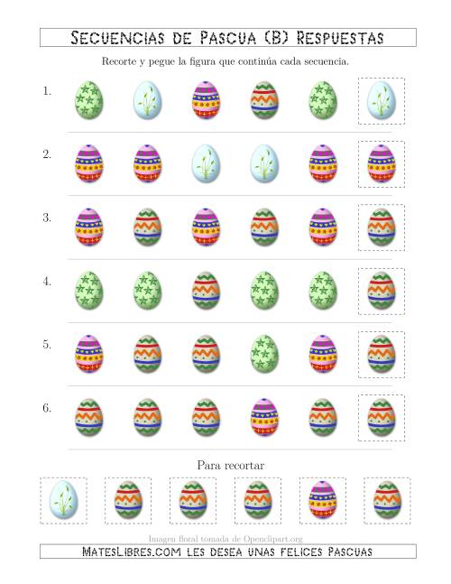 La hoja de ejercicios de Secuencias de Imágenes de Huevos de Pascuas Cambiando el Atributo Forma (B) Página 2