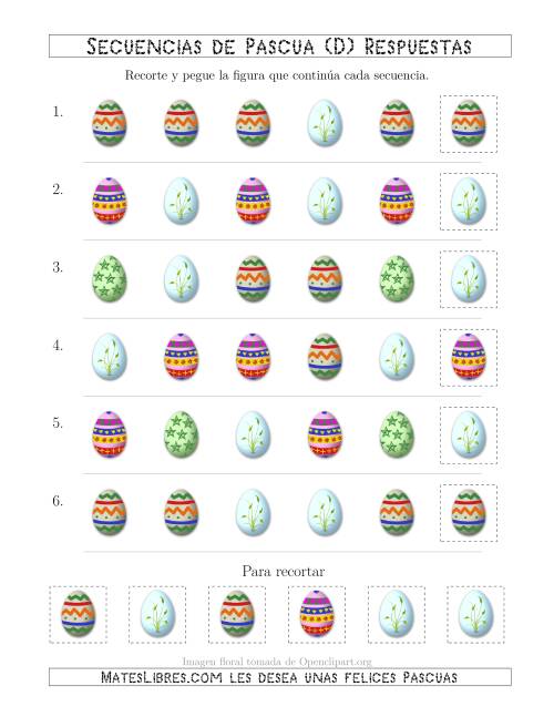 La hoja de ejercicios de Secuencias de Imágenes de Huevos de Pascuas Cambiando el Atributo Forma (D) Página 2