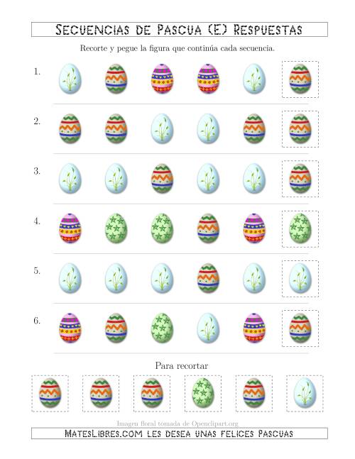 La hoja de ejercicios de Secuencias de Imágenes de Huevos de Pascuas Cambiando el Atributo Forma (E) Página 2