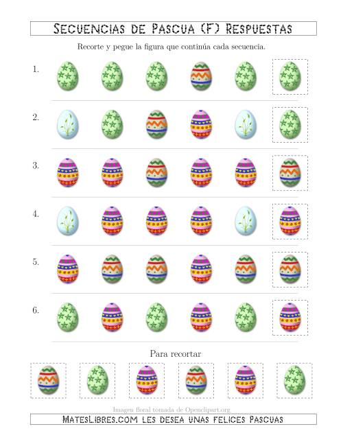 La hoja de ejercicios de Secuencias de Imágenes de Huevos de Pascuas Cambiando el Atributo Forma (F) Página 2