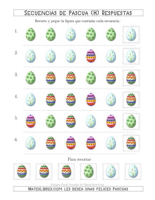 La hoja de ejercicios de Secuencias de Imágenes de Huevos de Pascuas Cambiando el Atributo Forma (H) Página 2