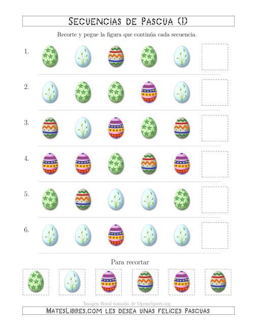 La hoja de ejercicios de Secuencias de Imágenes de Huevos de Pascuas Cambiando el Atributo Forma (I)