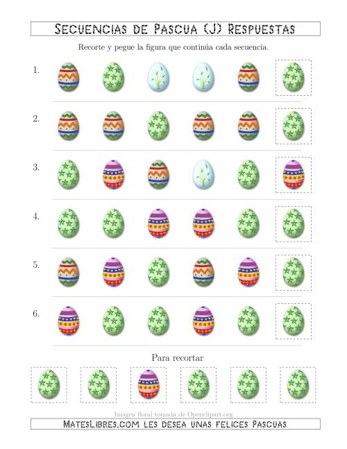 La hoja de ejercicios de Secuencias de Imágenes de Huevos de Pascuas Cambiando el Atributo Forma (J) Página 2