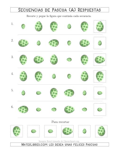 La hoja de ejercicios de Secuencias de Imágenes de Huevos de Pascuas Cambiando los Atributos Rotación y Tamaño (Todas) Página 2