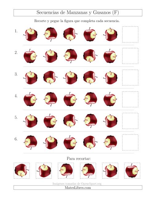La hoja de ejercicios de Secuencias de Imágenes de Manzanas y Gusanos Cambiando el Atributo Rotación (F)