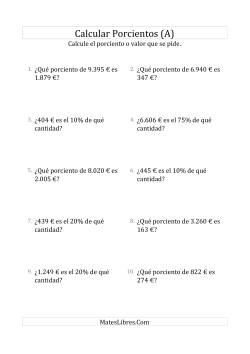 Cálculos Mixtos de Porcientos con Dinero (Enteros, Incrementos de Porcientos Selectos)