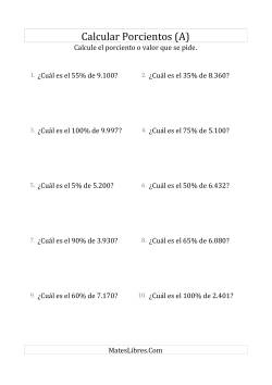 Calcular el Porciento (Enteros, Incrementos de 5%)