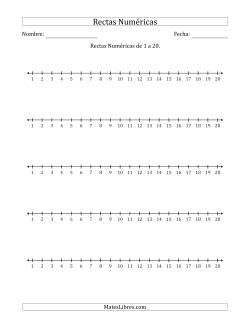 Rectas Numéricas de 1 a 20 con Intervalos de a 1