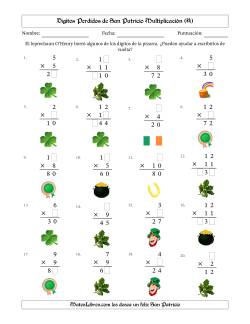 Dígitos perdidos de San Patricio Multiplicación (Versión Fácil)