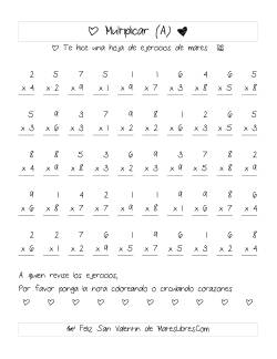 Multiplicación de San Valentín (Rango de 1 a 9)