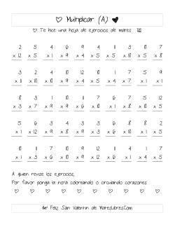 Multiplicación de San Valentín (Rango de 1 a 12)