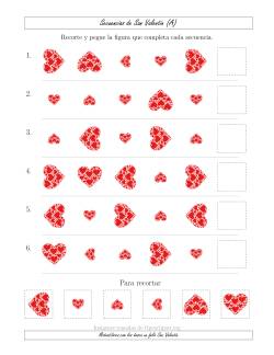 Secuencias de Imágenes de San Valentín cambiando los Atributos Tamaño y Rotación