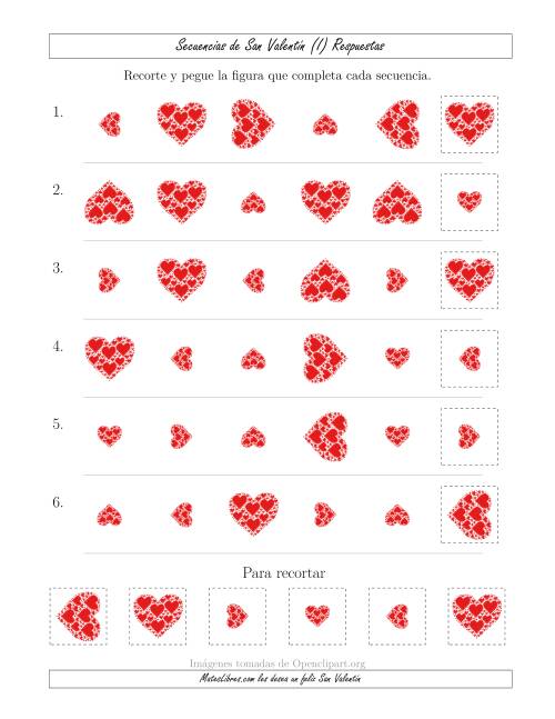 La hoja de ejercicios de Secuencias de Imágenes de San Valentín cambiando los Atributos Tamaño y Rotación (I) Página 2