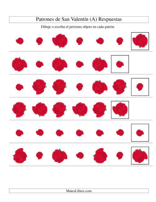 La hoja de ejercicios de Secuencias de San Valentín en Base a Dos Atributos (Tamaño y Rotación) -- Rosa (Todas) Página 2