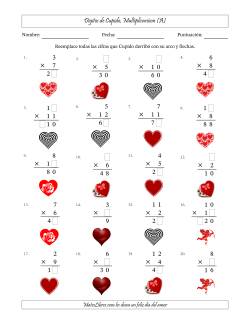 Dígitos perdidos de Cupido, Multiplicacióon (Versión Fácil)