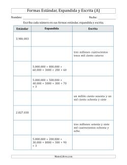 Convertir entre las Formas Estándar, Expandida y Escrita (7 Dígitos) Versión U.S.A.