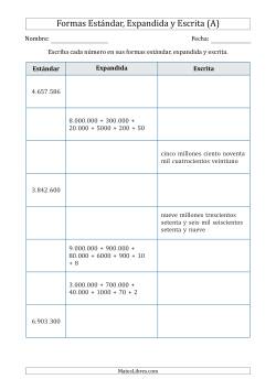 Convertir entre las Formas Estándar, Expandida y Escrita (7 Dígitos) Versión U.E.