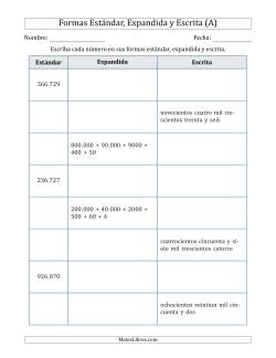 Convertir entre las Formas Estándar, Expandida y Escrita (6 Dígitos) Versión U.S.A.