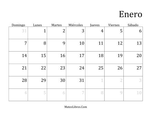 La hoja de ejercicios de Calendario Mensual de Años que comienzan en Lunes (Bisiesto) (Lunes)