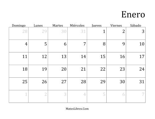 La hoja de ejercicios de Calendario Mensual de Años que comienzan en Jueves (Bisiesto) (Jueves)