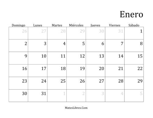 La hoja de ejercicios de Calendario Mensual de Años que comienzan en Sábado (Bisiesto) (Sábado)