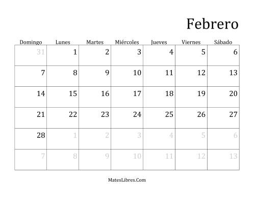 La hoja de ejercicios de Calendario Mensual de Años que comienzan en Viernes (Viernes) Página 2
