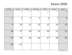 Calendario Mensual de 2000