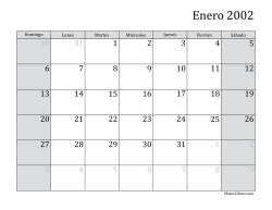 Calendario Mensual de 2002