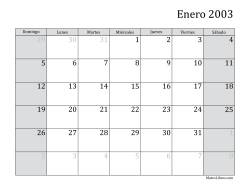 Calendario Mensual de 2003