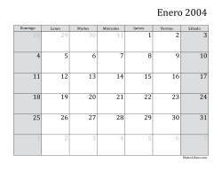 Calendario Mensual de 2004