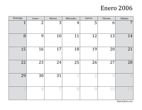 La hoja de ejercicios de Calendario Mensual de 2006 (2006)