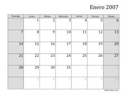 Calendario Mensual de 2007