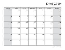 Calendario Mensual de 2010