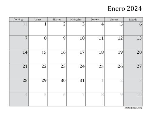 La hoja de ejercicios de Calendario Mensual de 2024 (2024)