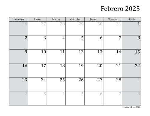 La hoja de ejercicios de Calendario Mensual de 2025 (2025) Página 2